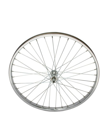 26 x 2.125 Steel Front Wheel 36 Spoke 12g UCP 3/8 Axle Single Wall Chrome.